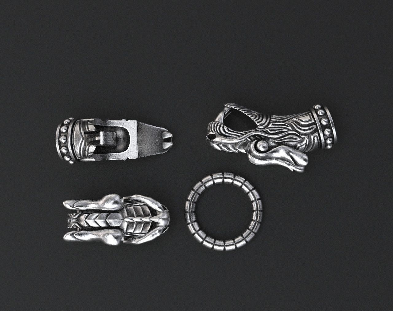 Stylish dragon bracelet under the skin with a lock 338 3D print model_16