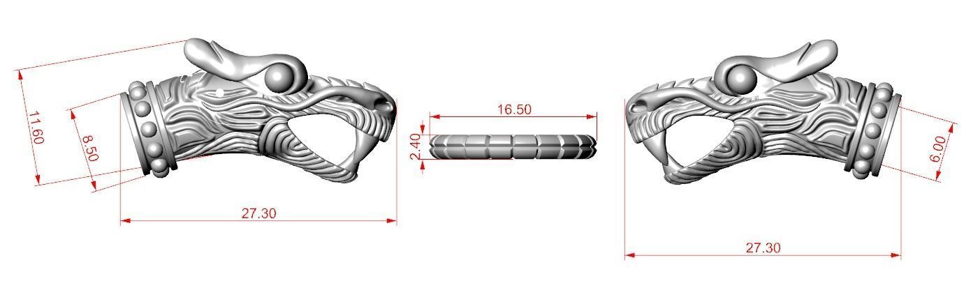 Stylish dragon bracelet under the skin with a lock 338 3D print model_17