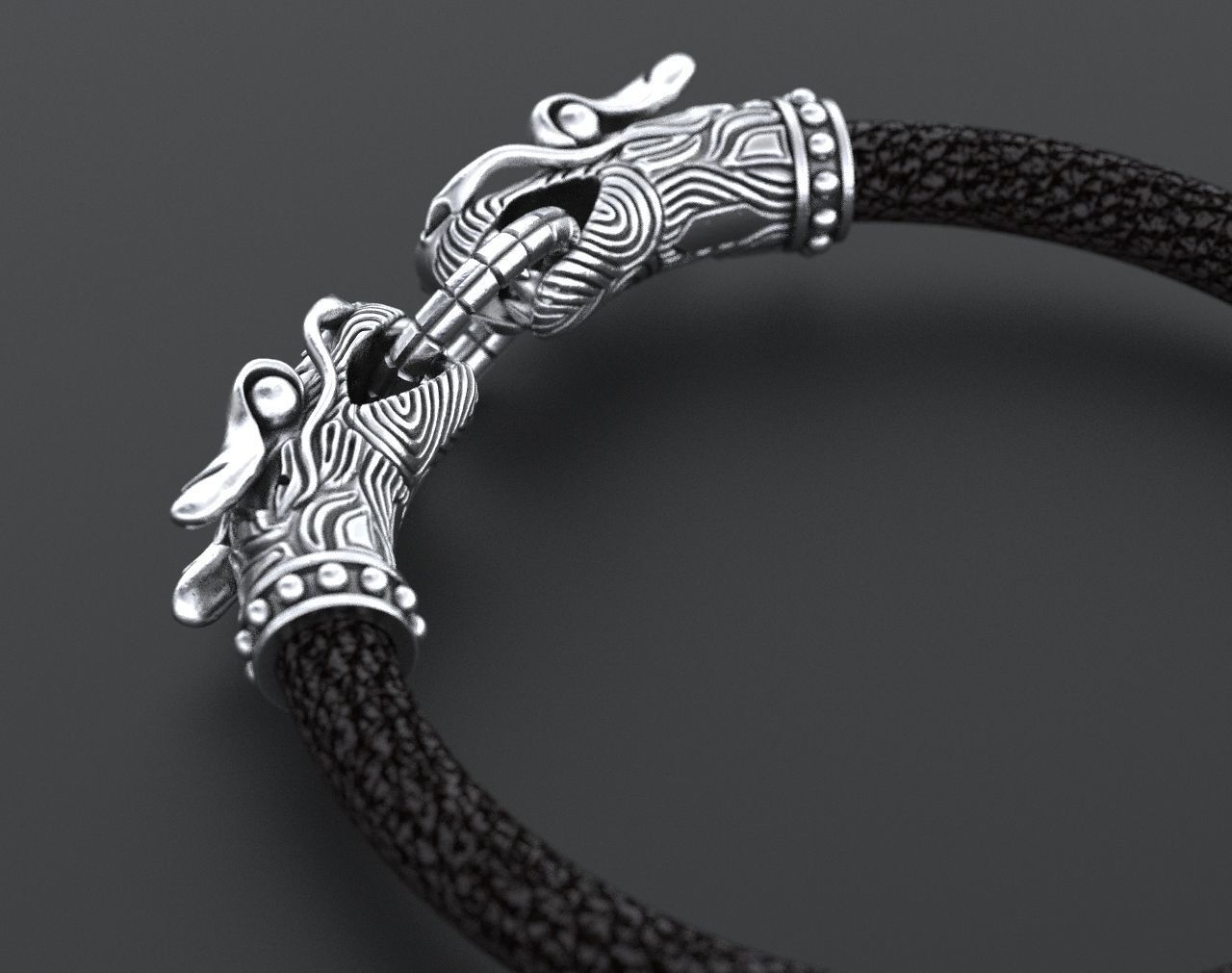 Stylish dragon bracelet under the skin with a lock 338 3D print model_13