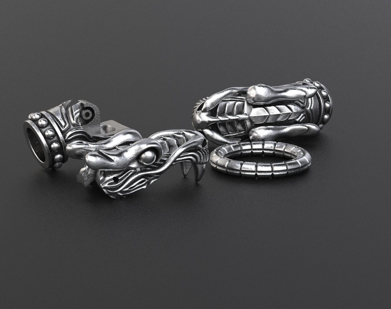 Stylish dragon bracelet under the skin with a lock 338 3D print model_15