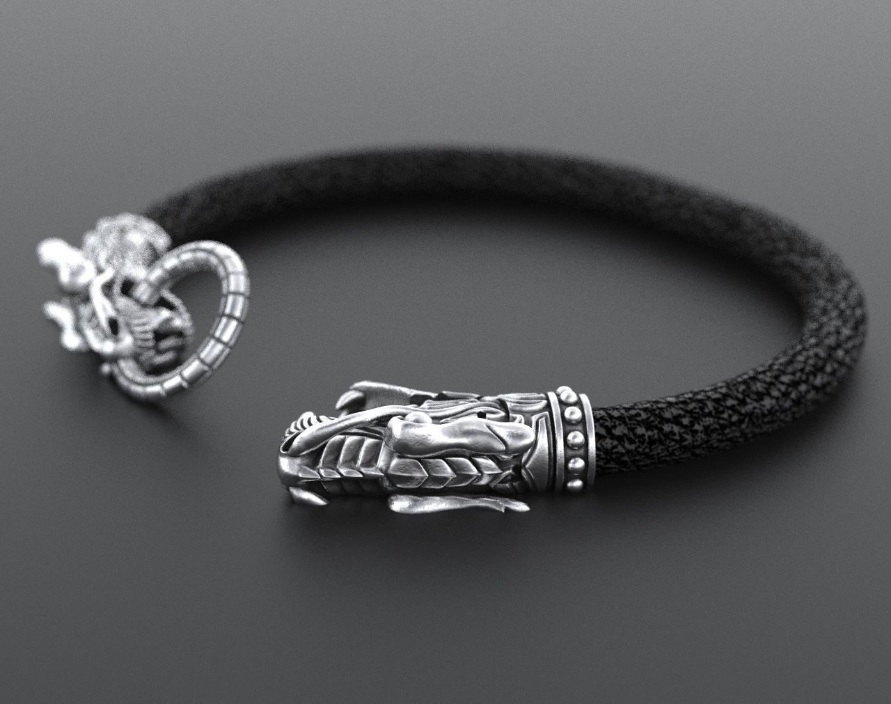 Stylish dragon bracelet under the skin with a lock 338 3D print model_4