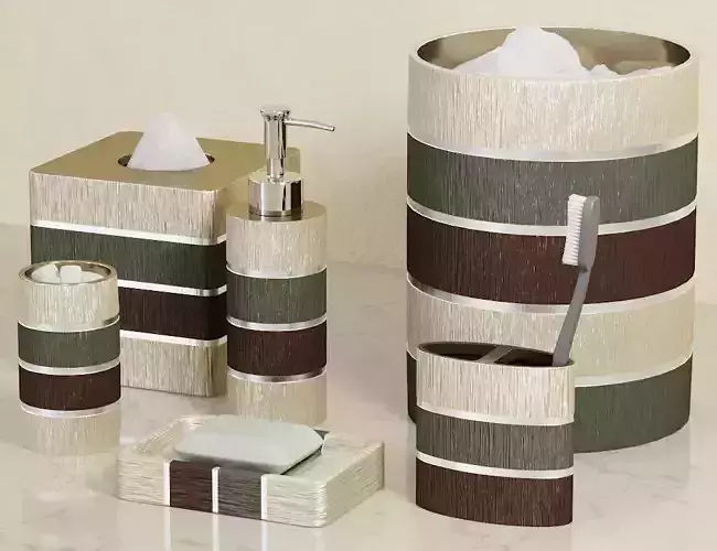 Modern Line Sage Striped Bath Accessories