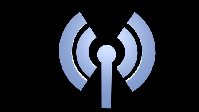 Low poly network symbol Low-poly 3D model