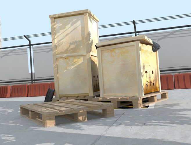 3D models pallets and crates 3D model