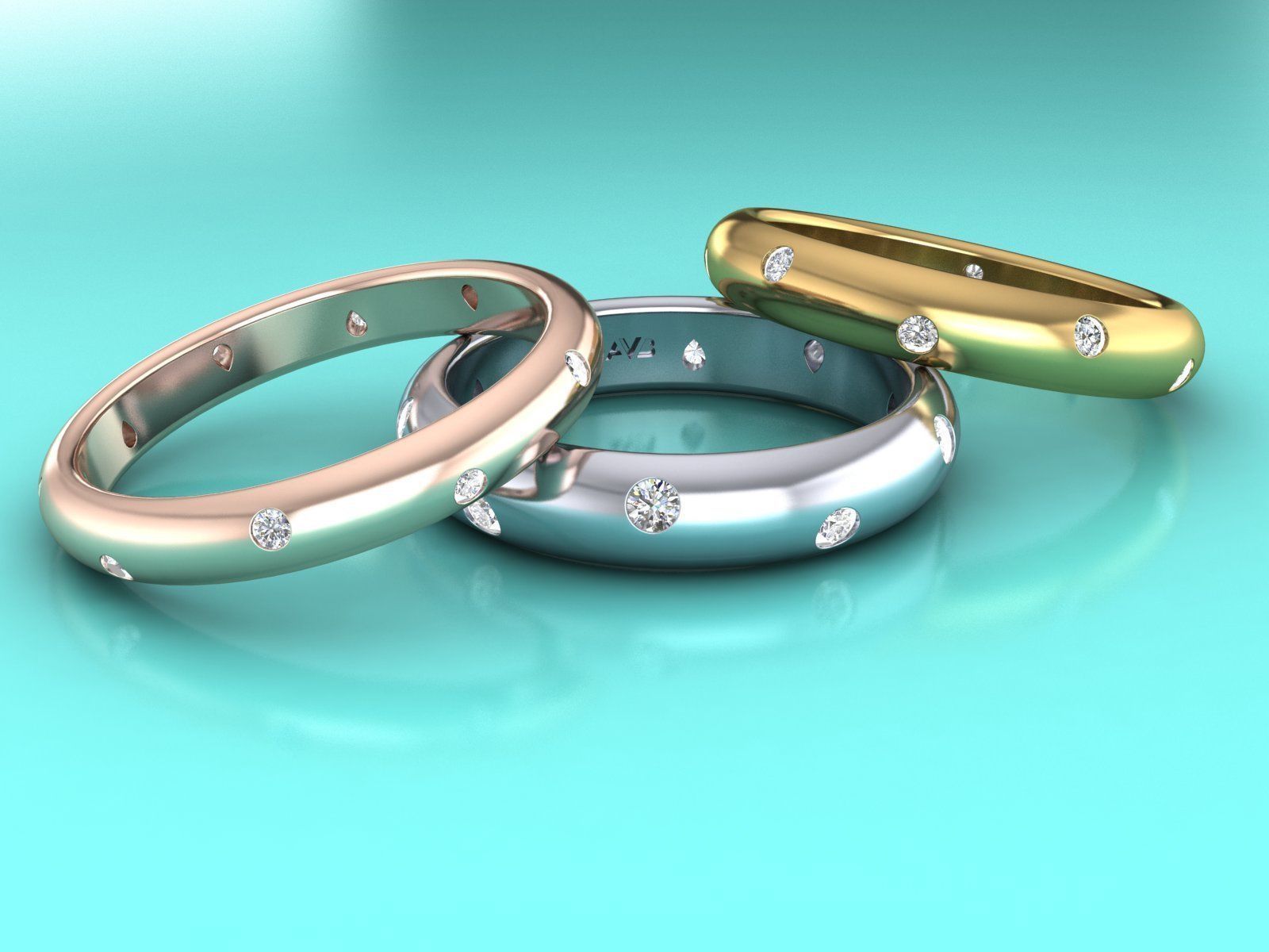 Jewelry Tiffany ETOILE wedding ring Small width mans size 21mm 3D print model_2