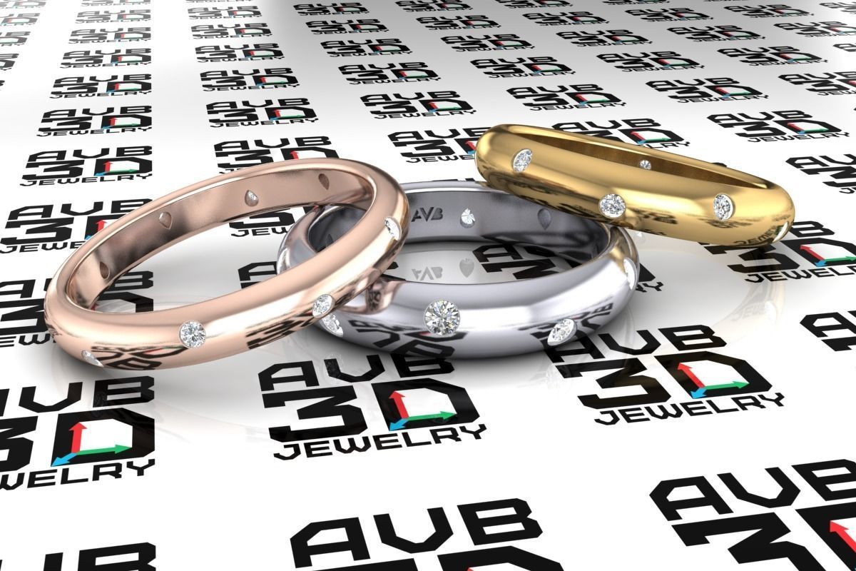 Jewelry Tiffany ETOILE wedding ring Small width mans size 21mm 3D print model_1