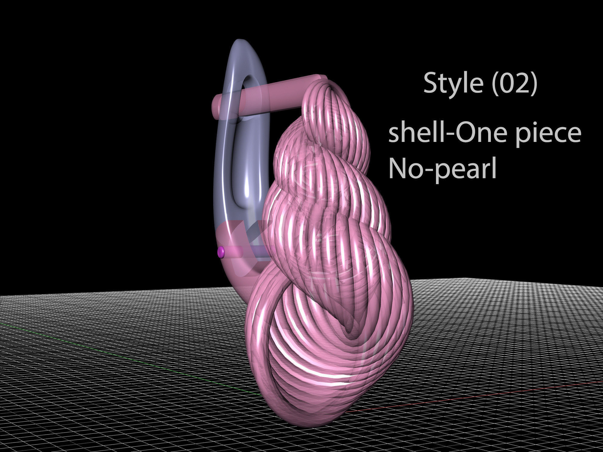 Shell with pearl earrings 3D print model_8