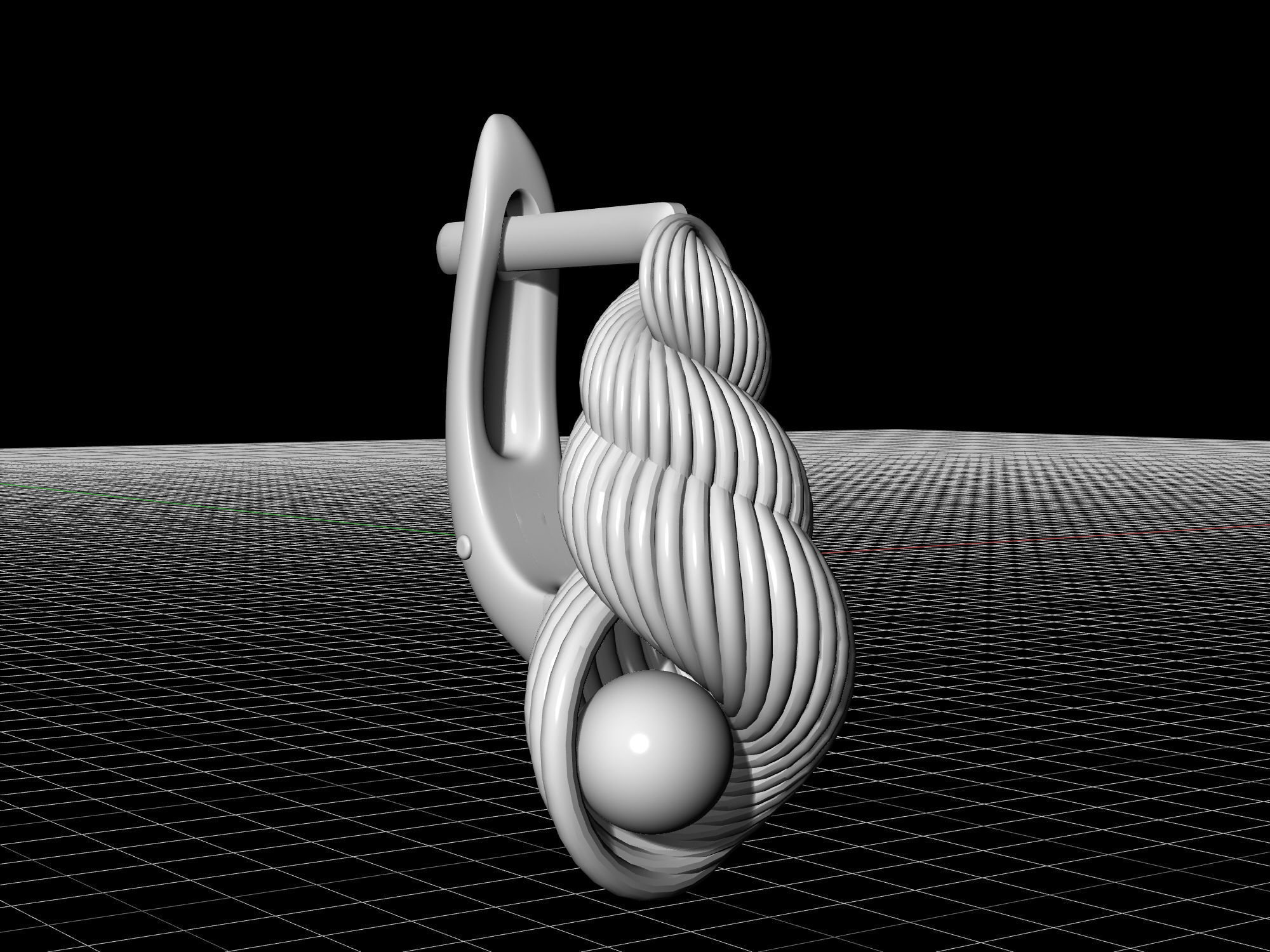 Shell with pearl earrings 3D print model_11