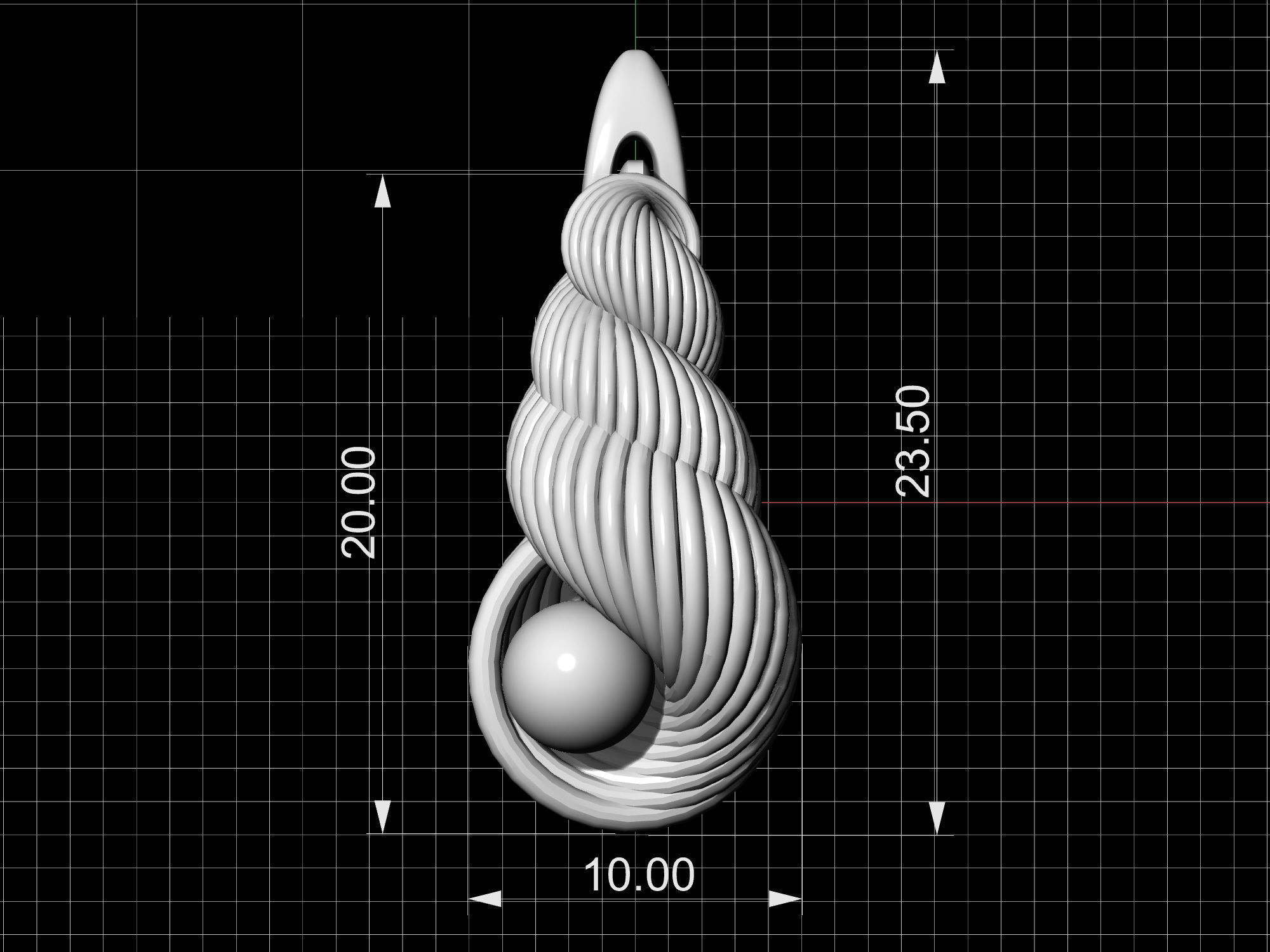 Shell with pearl earrings 3D print model_5