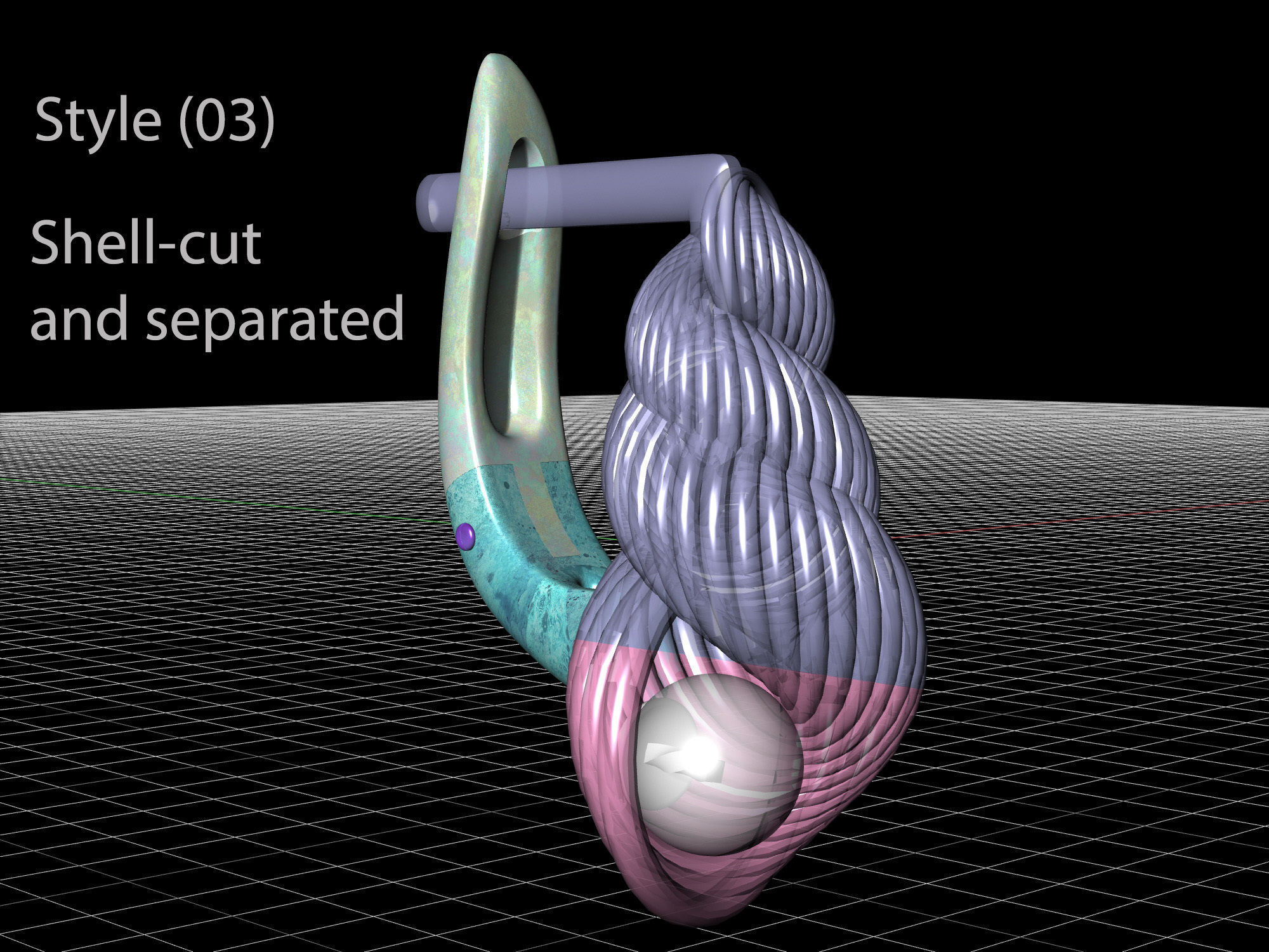 Shell with pearl earrings 3D print model_9