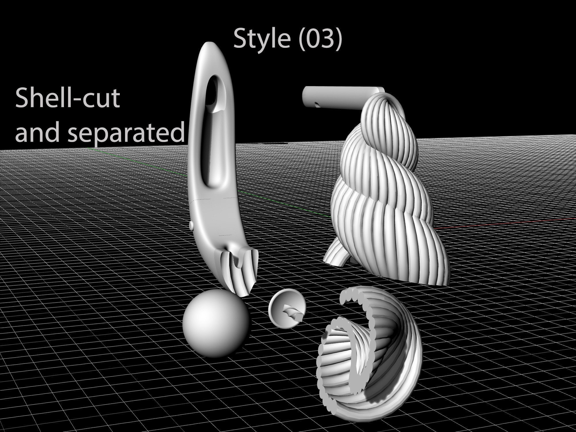 Shell with pearl earrings 3D print model_14