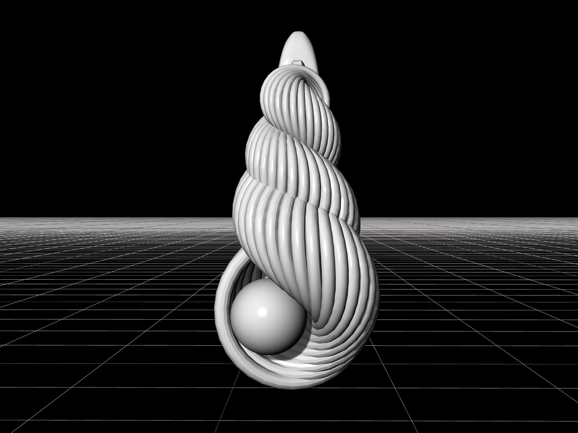 Shell with pearl earrings 3D print model_10