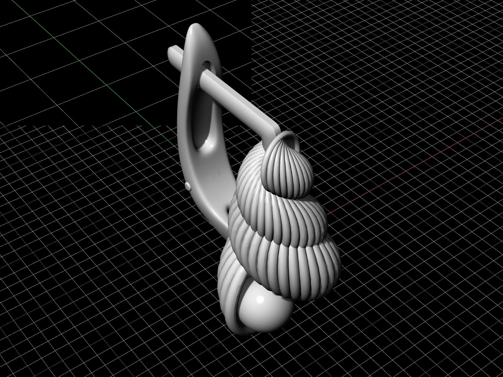 Shell with pearl earrings 3D print model_15