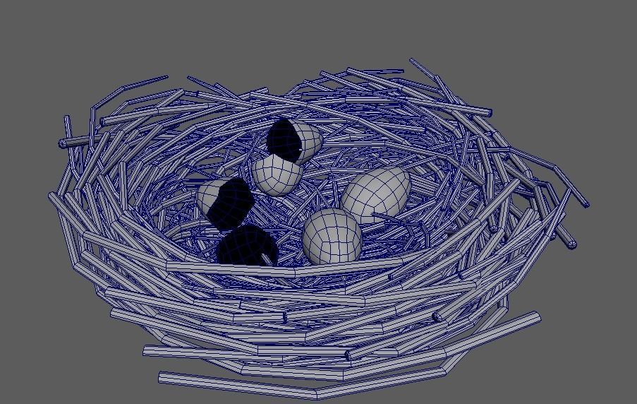 Bird Nest low Poly Low-poly 3D model_4