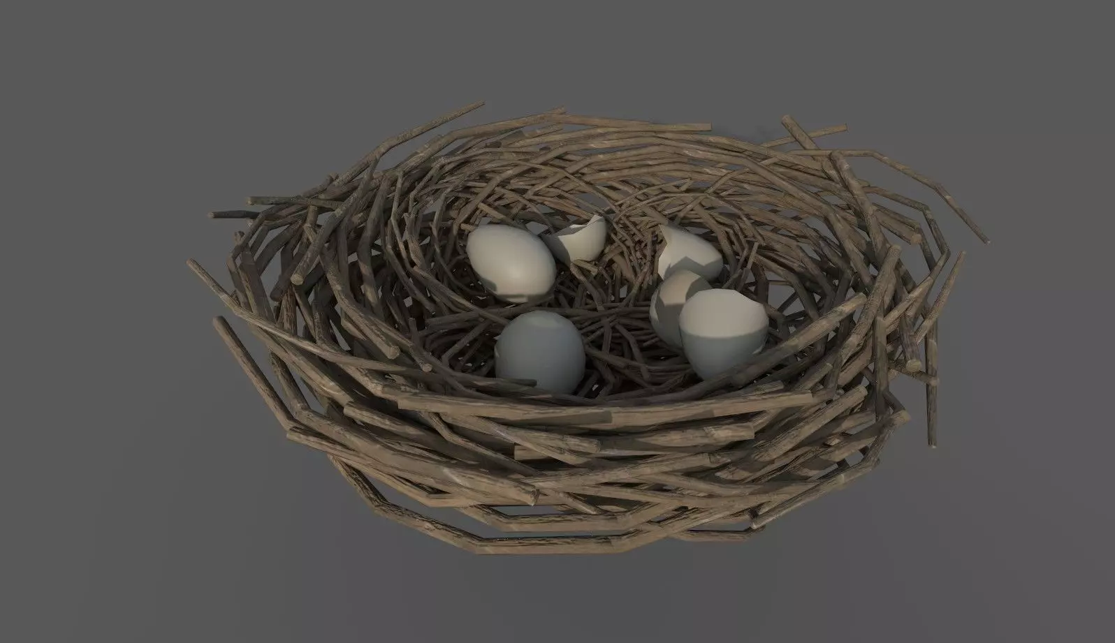 Bird Nest low Poly Low-poly 3D model_0