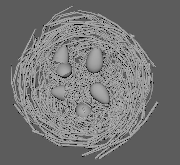 Bird Nest low Poly Low-poly 3D model_2
