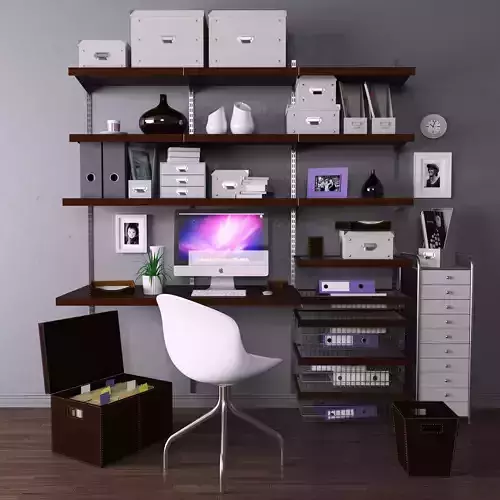 Office home with shelves and desk
