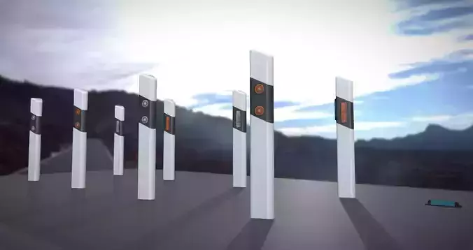 Roadside posts low-poly Low-poly 3D model