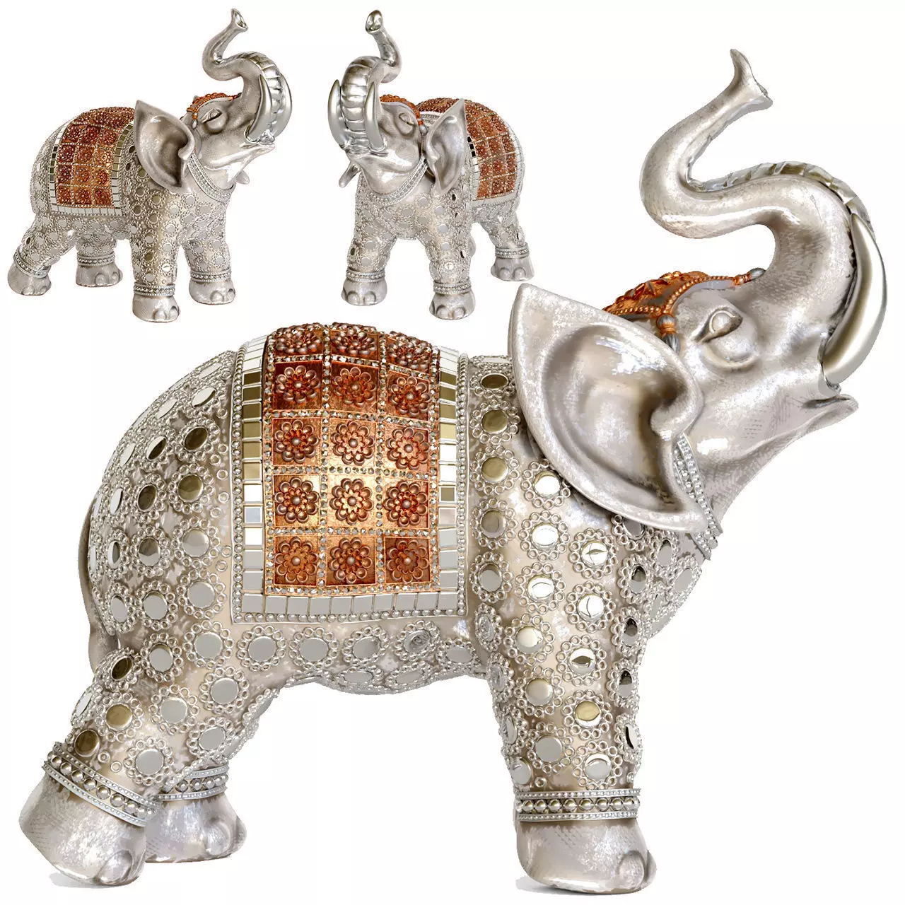 Elephant silver figurine 3D model_0