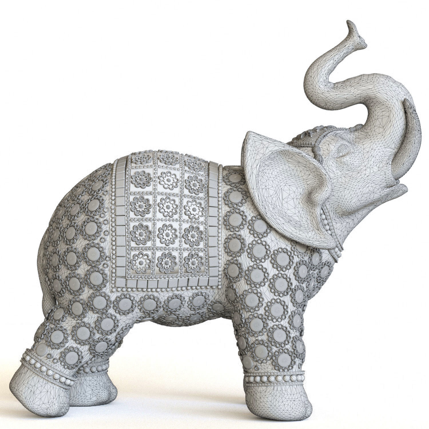Elephant silver figurine 3D model_2