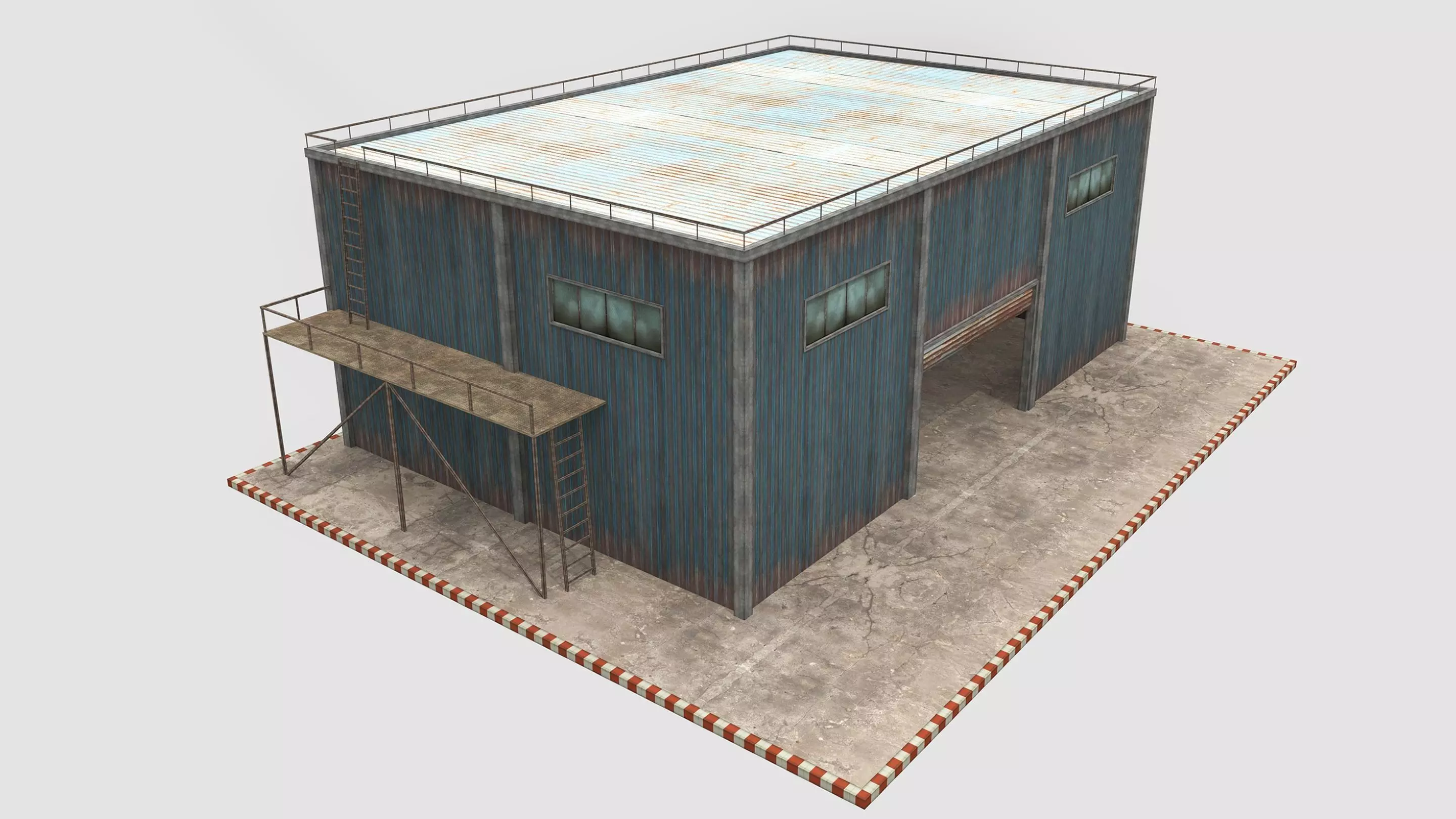3D Industrial Building - Hangar Low-poly 3D model_0
