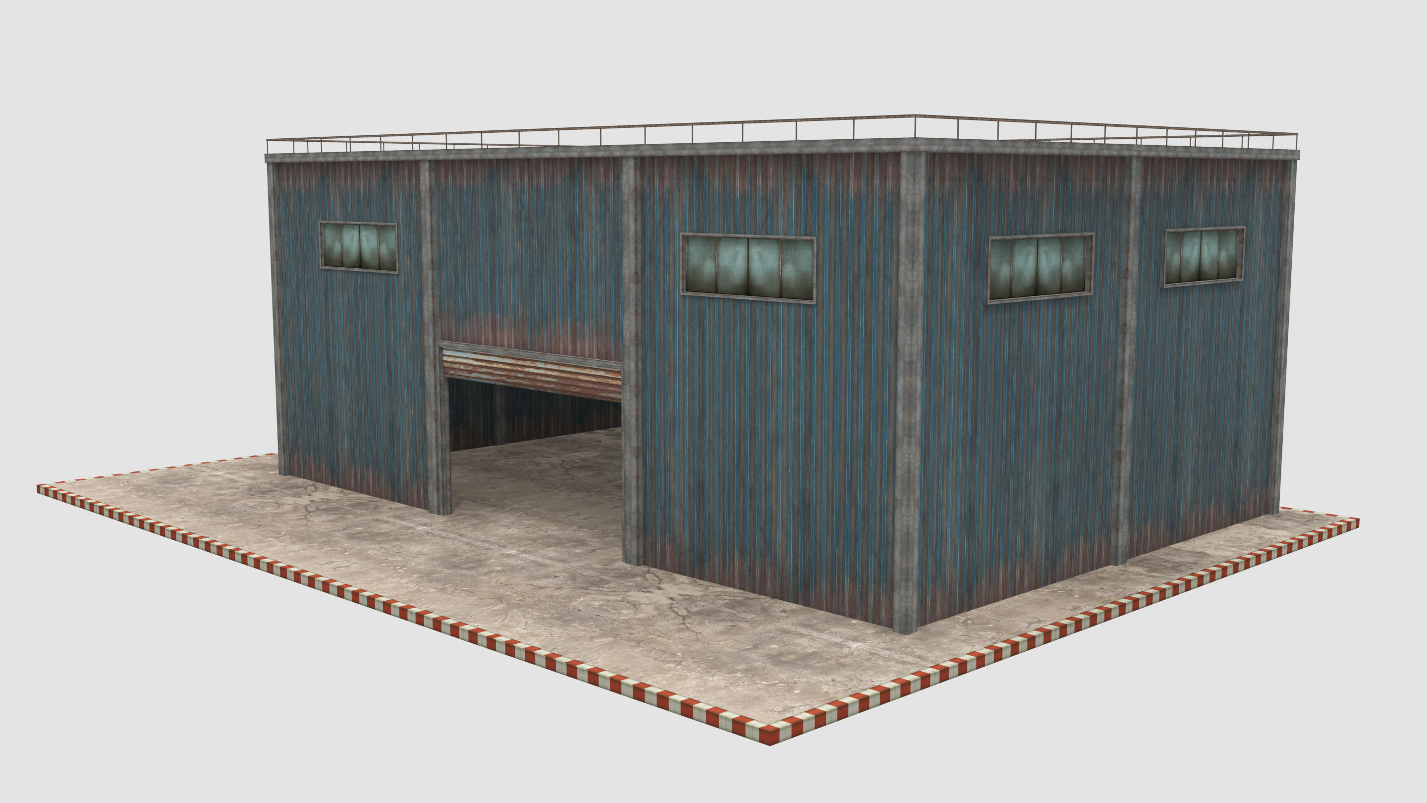 3D Industrial Building - Hangar Low-poly 3D model_3