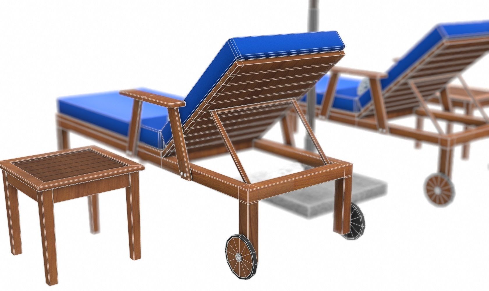Lounge Chair and Umbrella  Low-poly 3D model_18