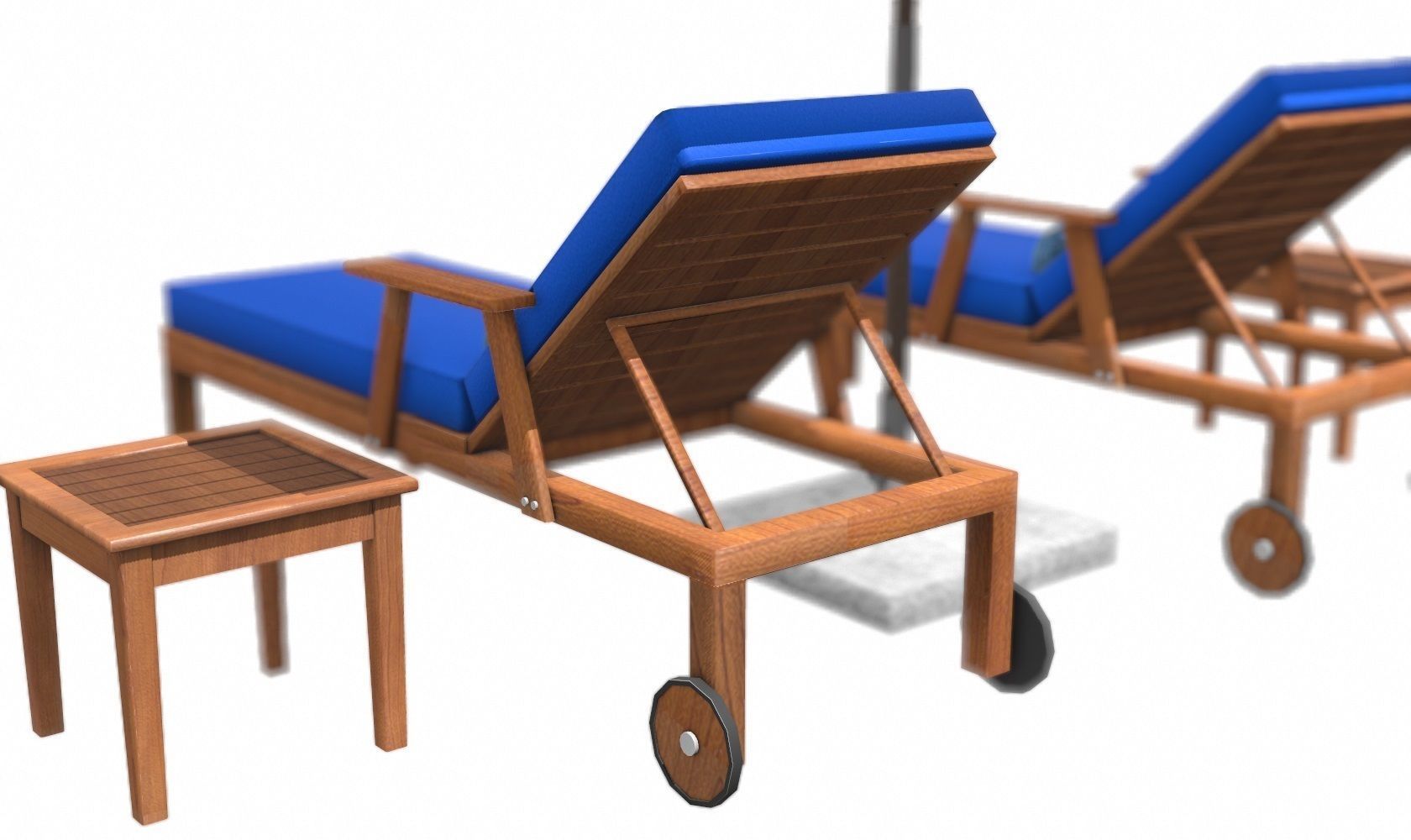 Lounge Chair and Umbrella  Low-poly 3D model_3