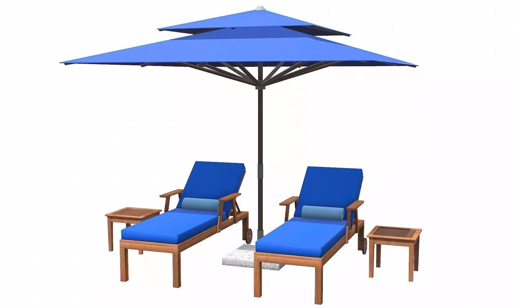 Lounge Chair and Umbrella  Low-poly 3D model_0