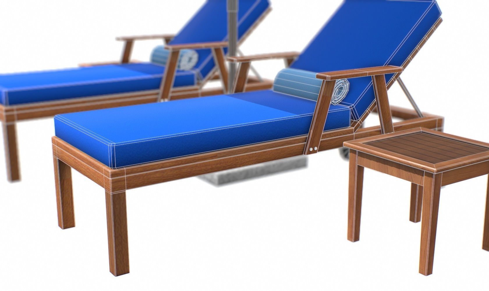 Lounge Chair and Umbrella  Low-poly 3D model_17