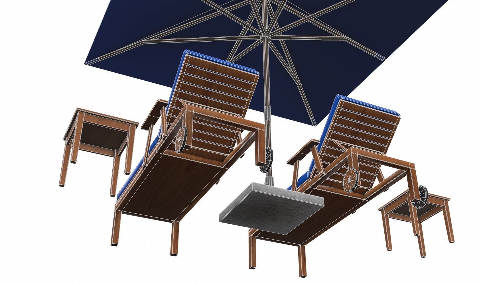 Lounge Chair and Umbrella  Low-poly 3D model_19