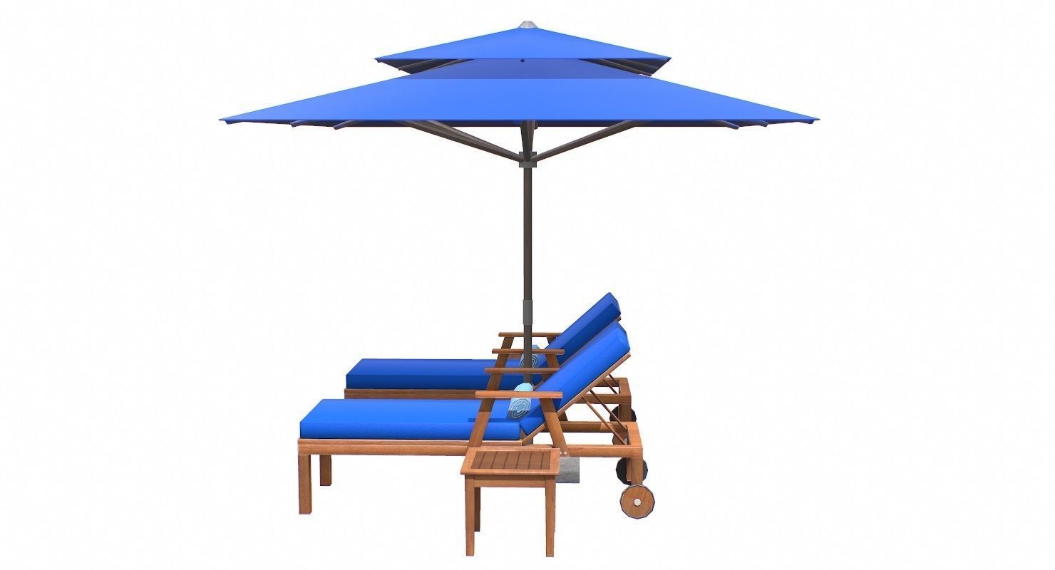 Lounge Chair and Umbrella  Low-poly 3D model_14