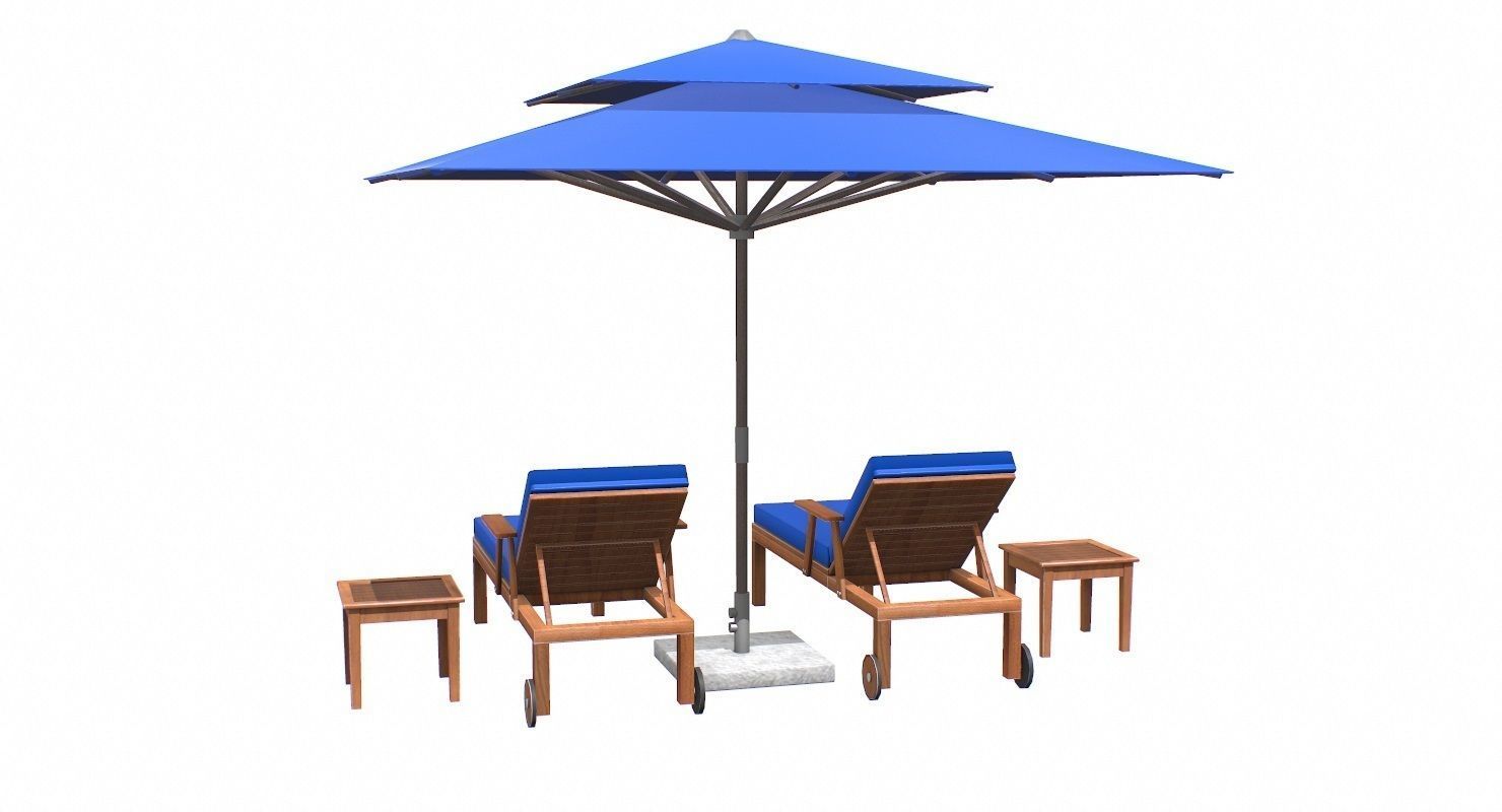 Lounge Chair and Umbrella  Low-poly 3D model_12