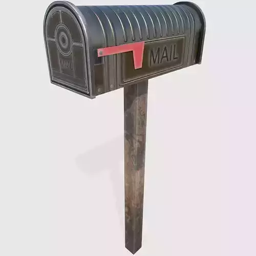 MailBox - PBR mail box on wooden post Low-poly 3D model