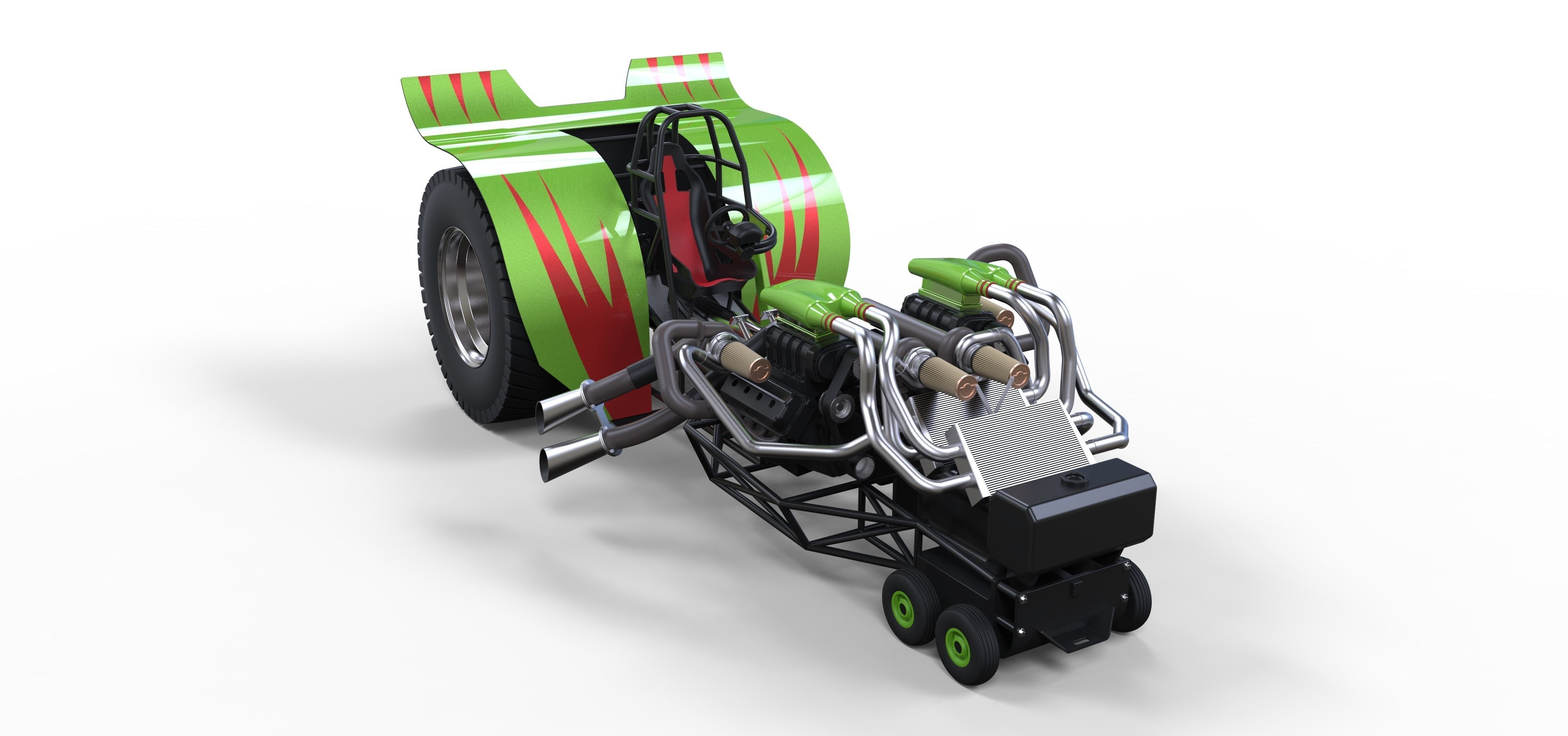 Twin-engined pulling tractor 2 3D model_2