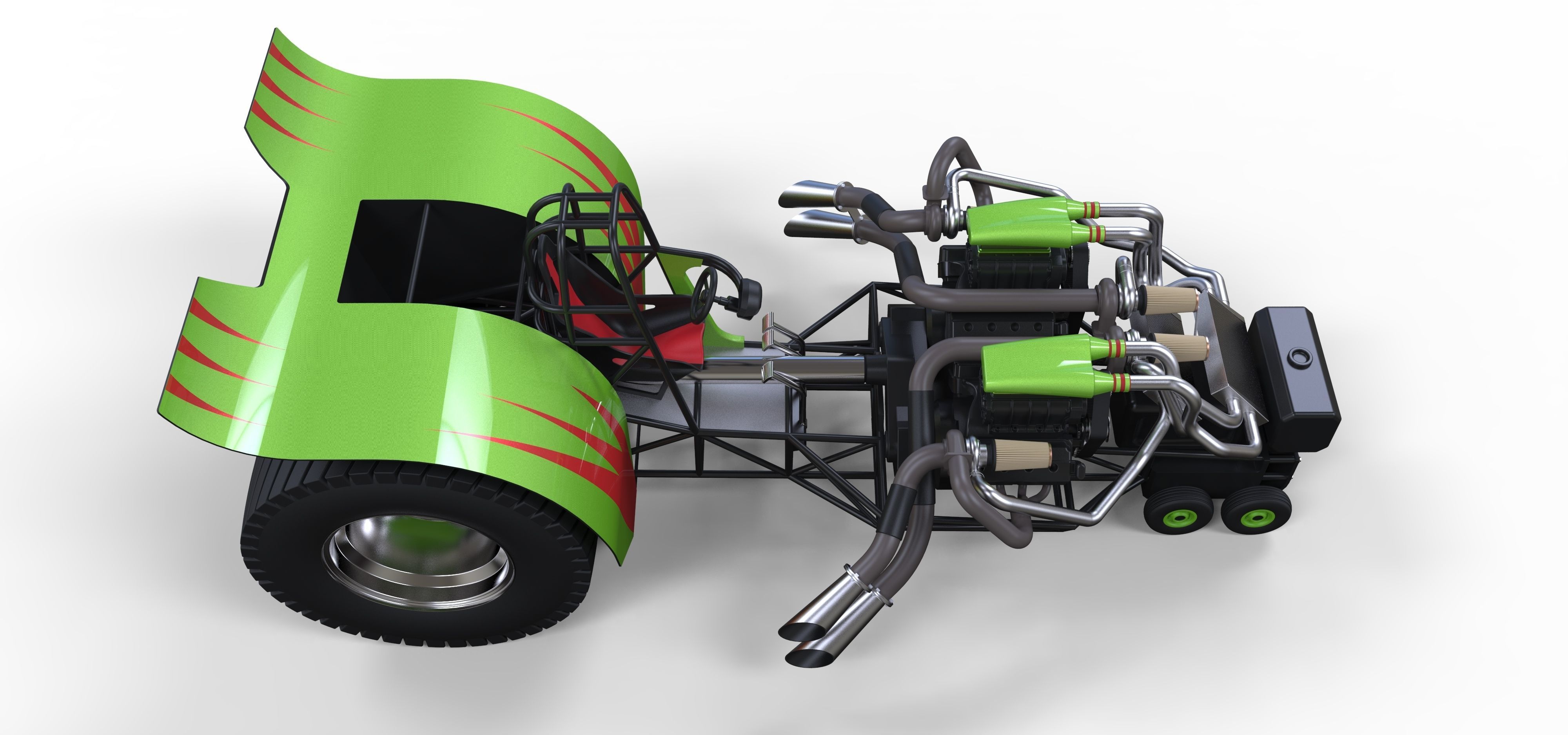 Twin-engined pulling tractor 2 3D model_8