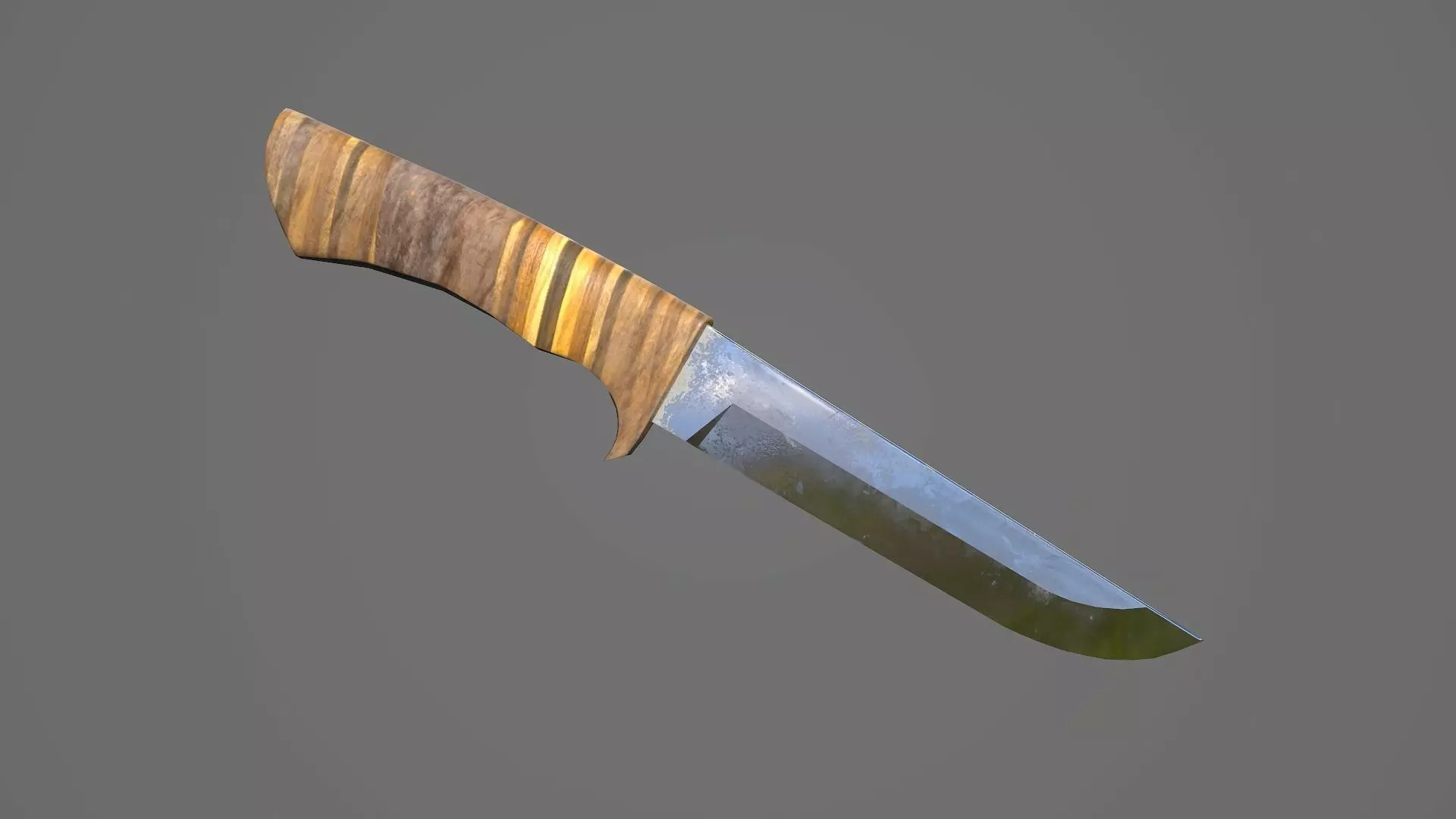 Knife with wooden handle Low-poly 3D model_0