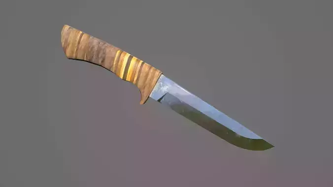 Knife with wooden handle