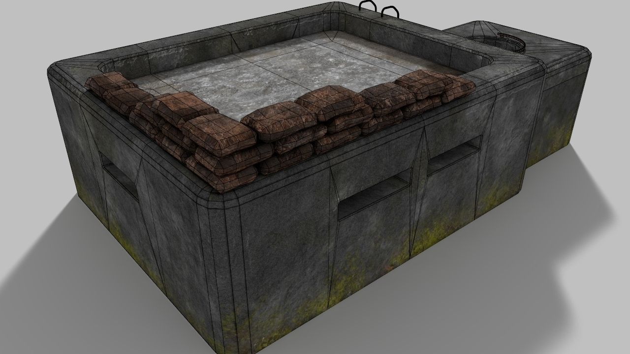 WW II bunker Low-poly 3D model_6