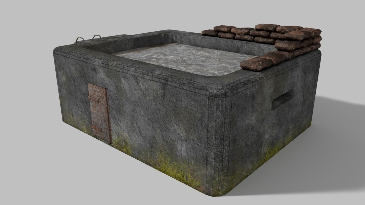 WW II bunker Low-poly 3D model_1
