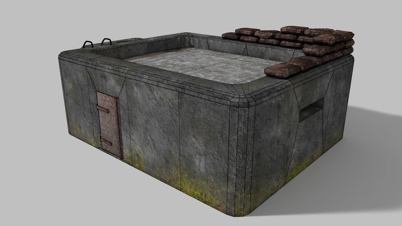 WW II bunker Low-poly 3D model_4