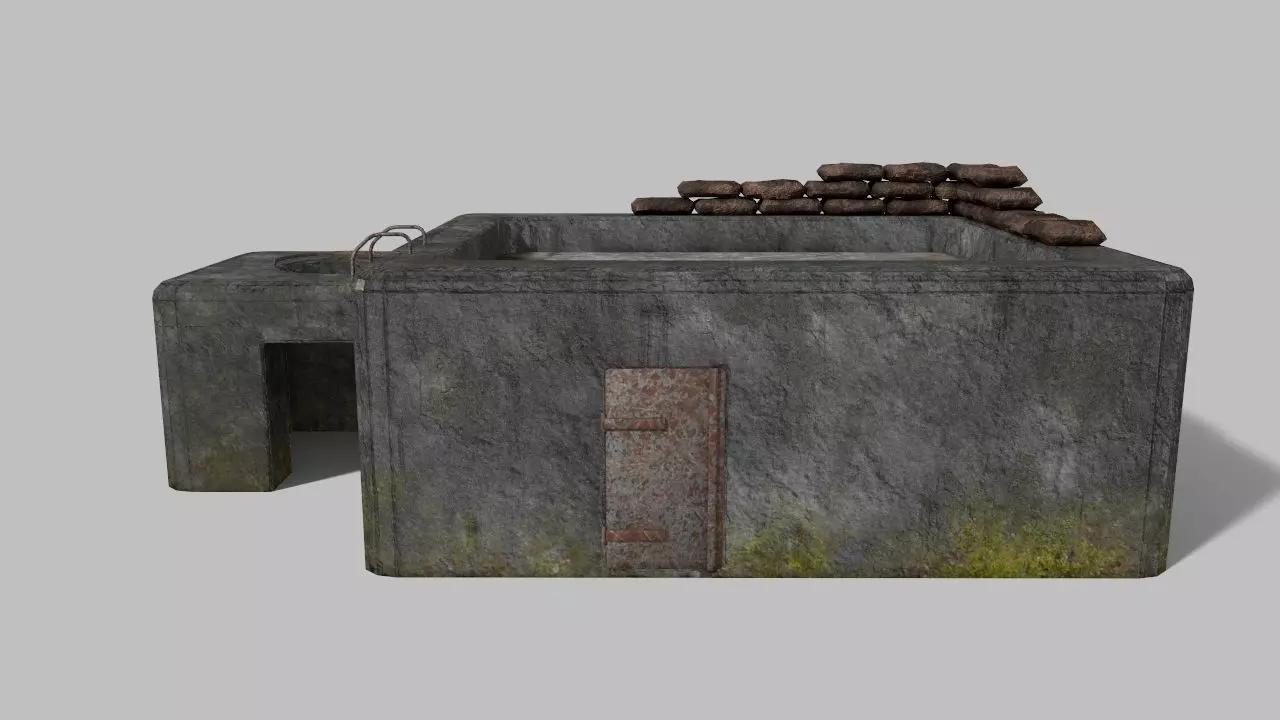 WW II bunker Low-poly 3D model_0