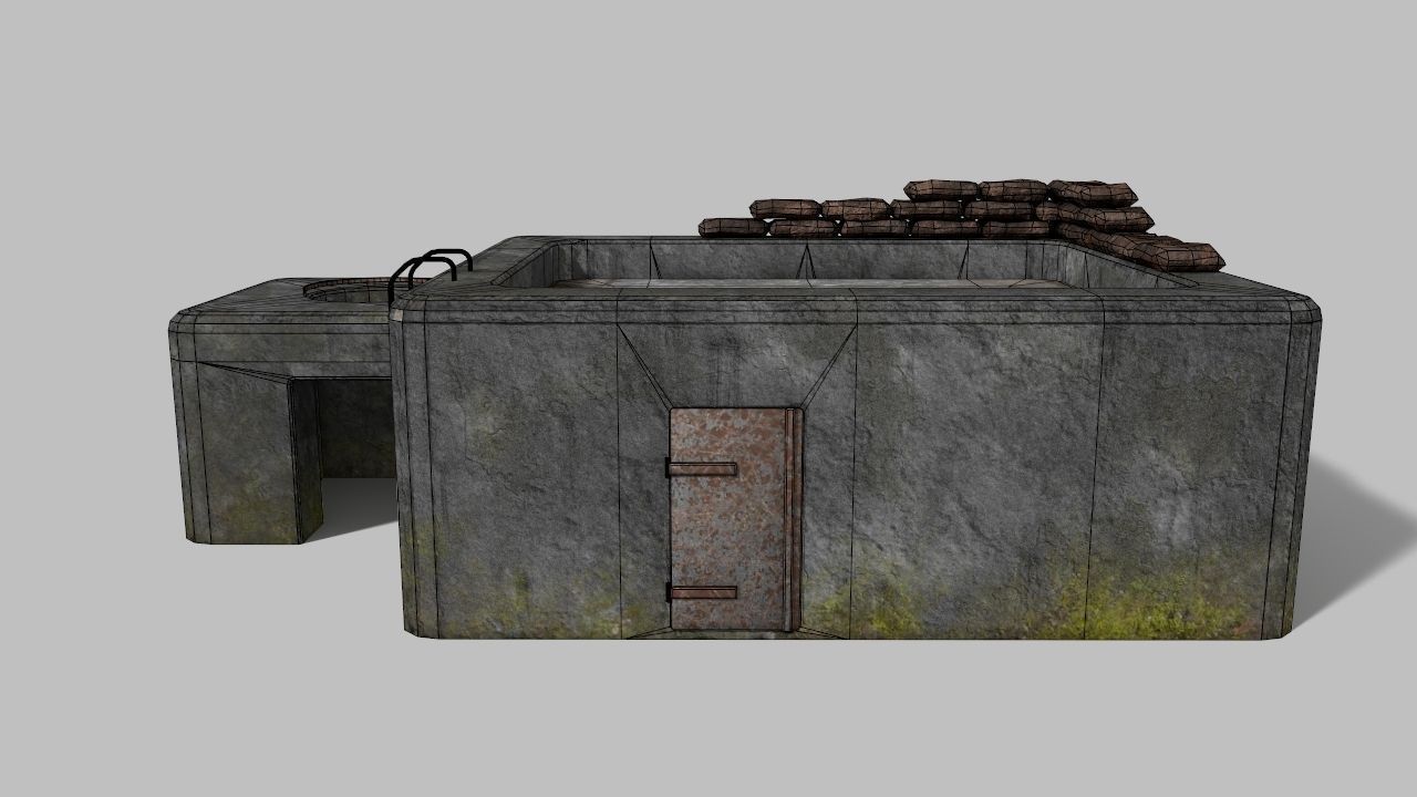 WW II bunker Low-poly 3D model_3