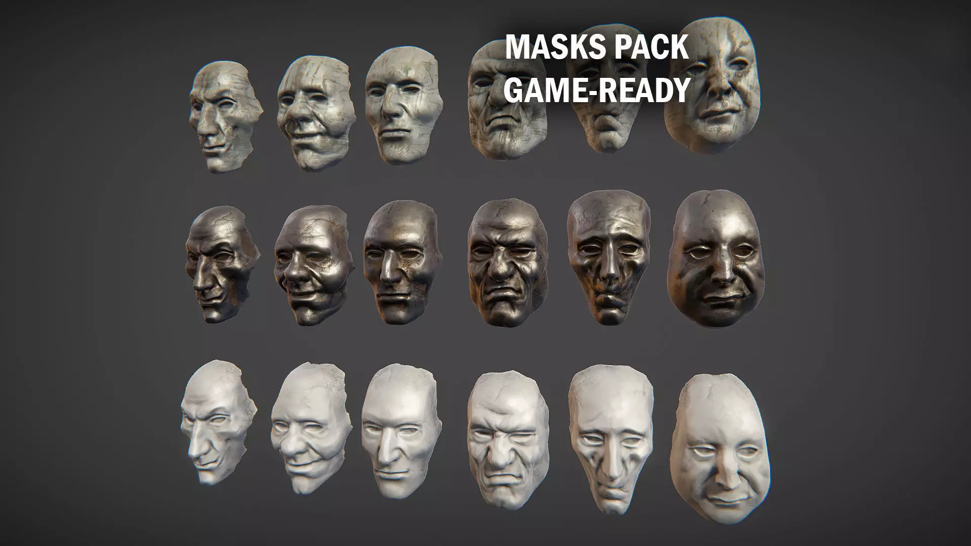 Masks pack Low-poly 3D model_0
