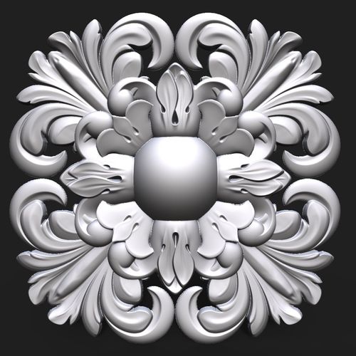 Carved Rosette decor element 03 3D print model