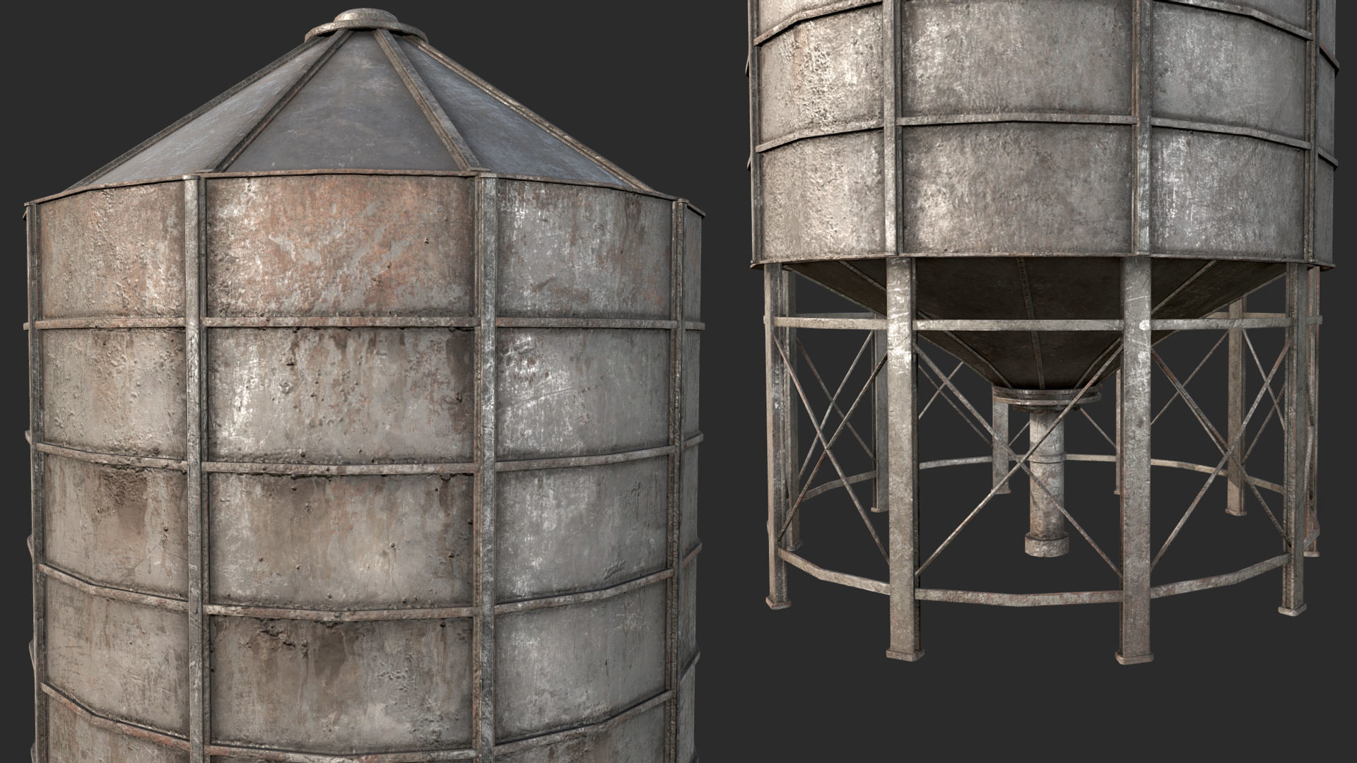 Farm Silo 6B PBR Low-poly 3D model_1