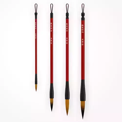 Chinese Calligraphy Brush Pens -  Wolf Hair - 4 sizes Low-poly 3D model