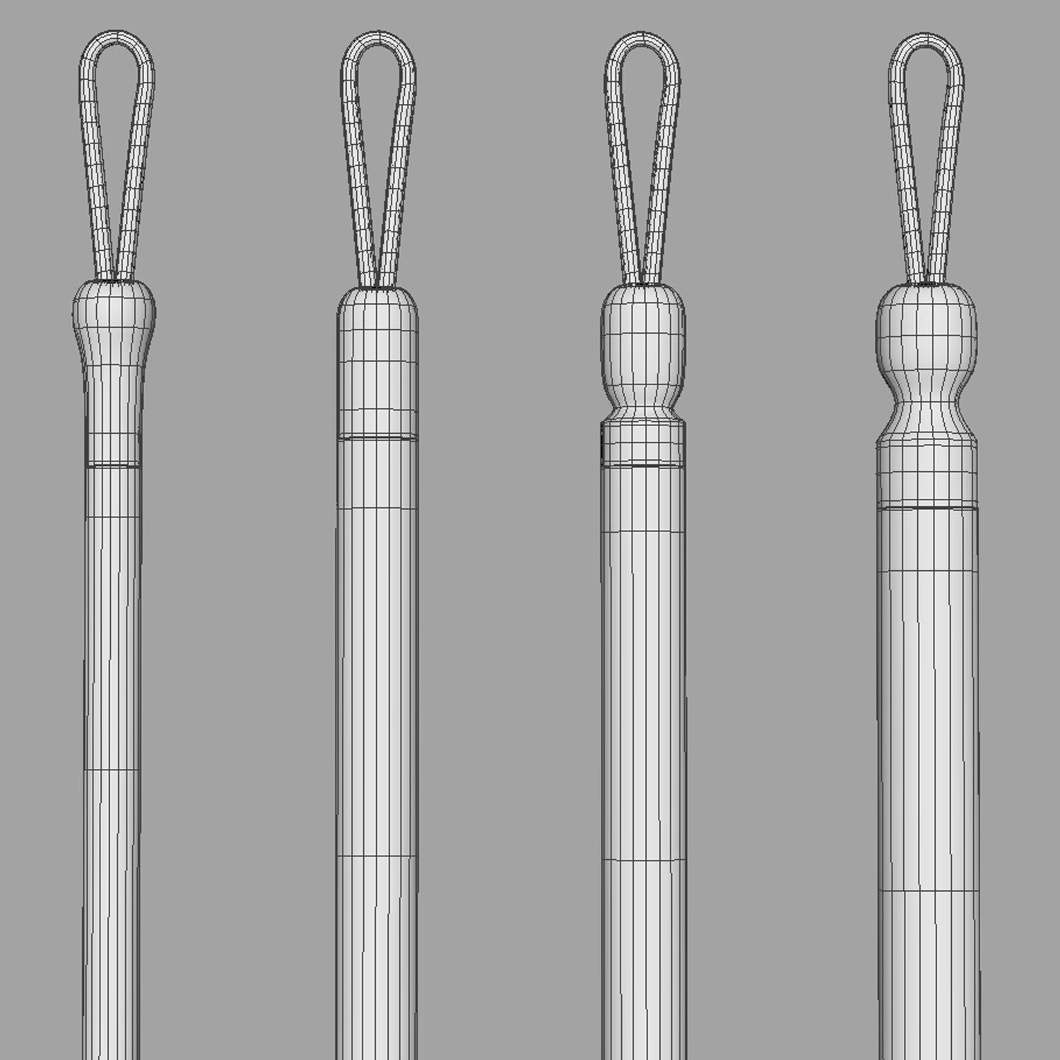 Chinese Calligraphy Brush Pens -  Wolf Hair - 4 sizes Low-poly 3D model_6