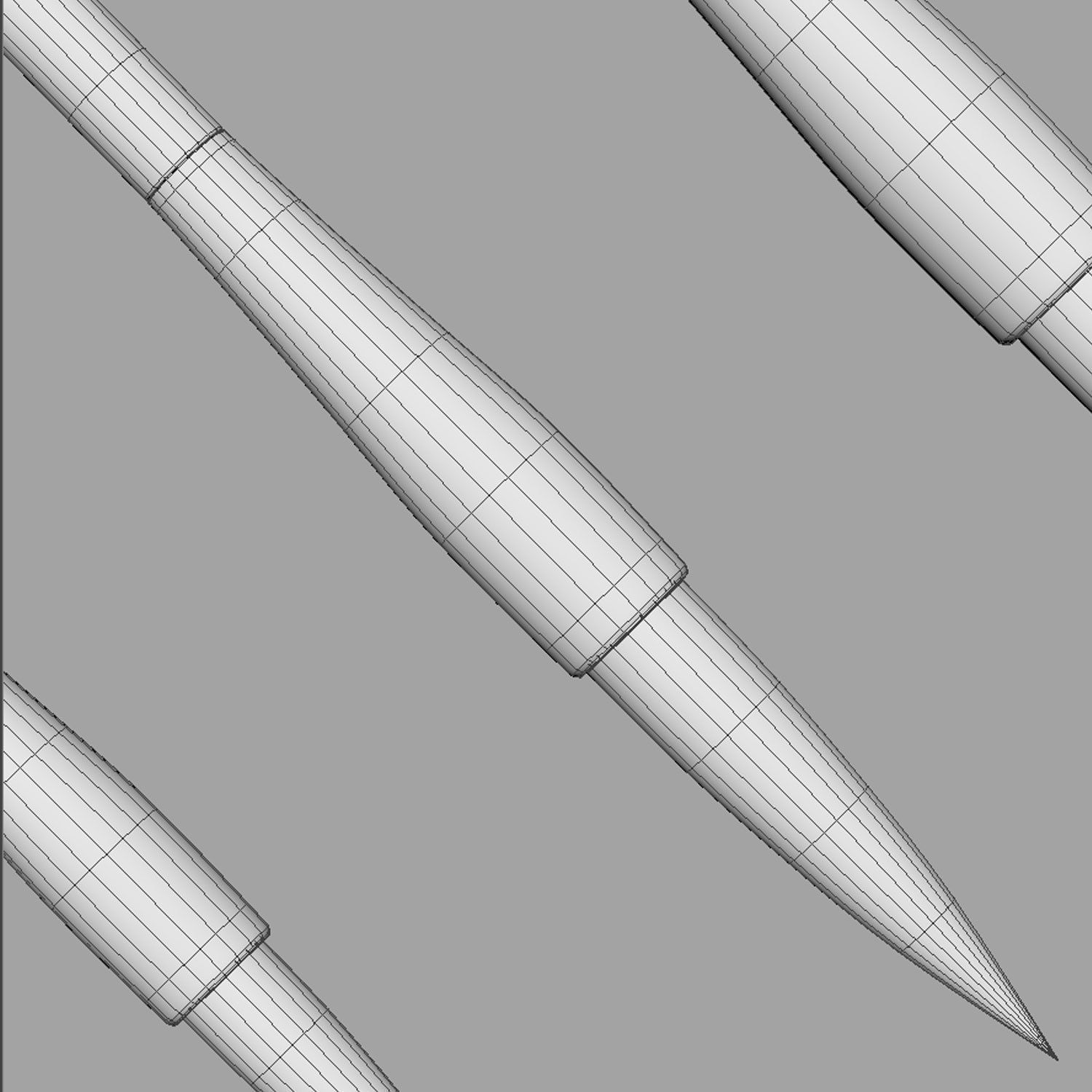 Chinese Calligraphy Brush Pens -  Wolf Hair - 4 sizes Low-poly 3D model_7