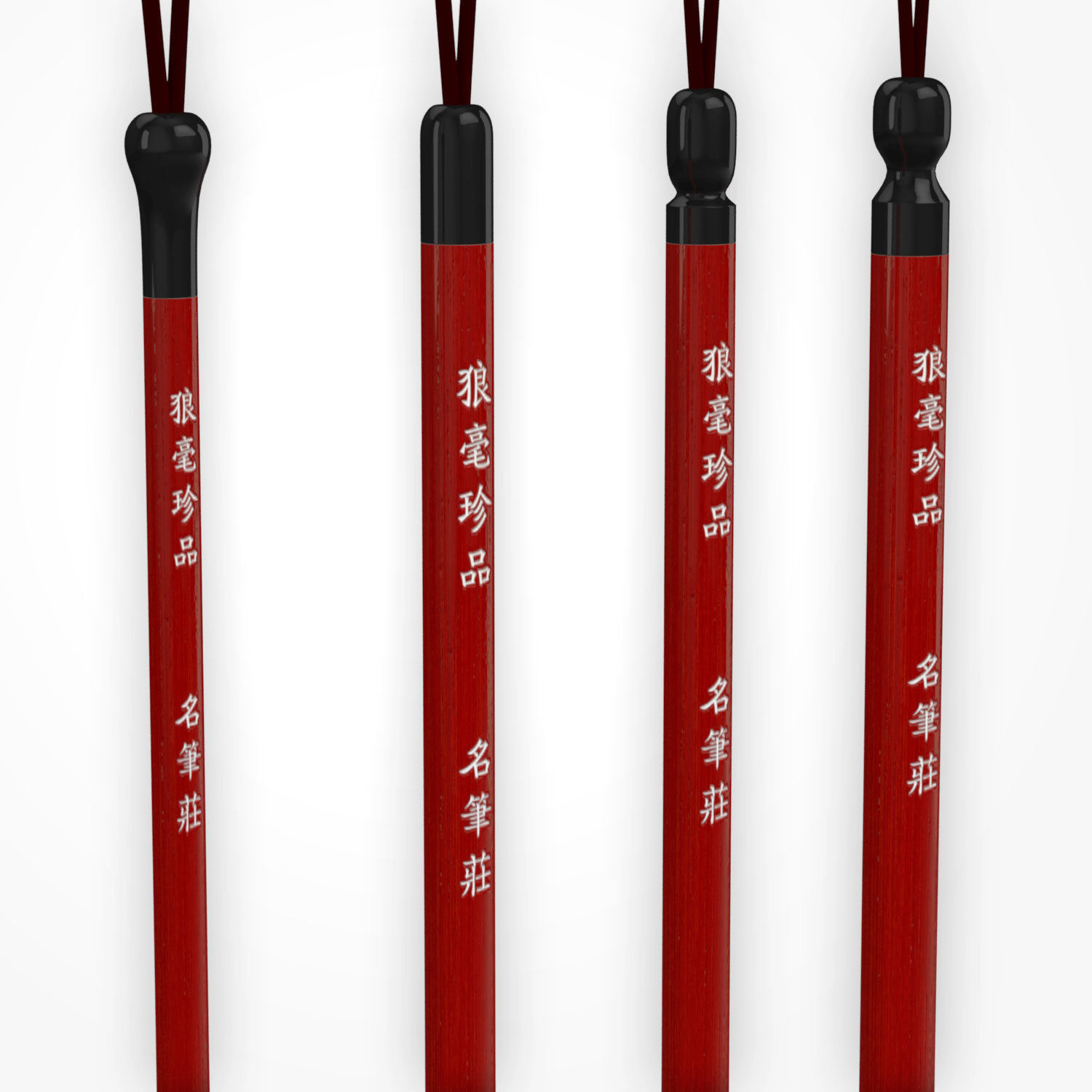Chinese Calligraphy Brush Pens -  Wolf Hair - 4 sizes Low-poly 3D model_5